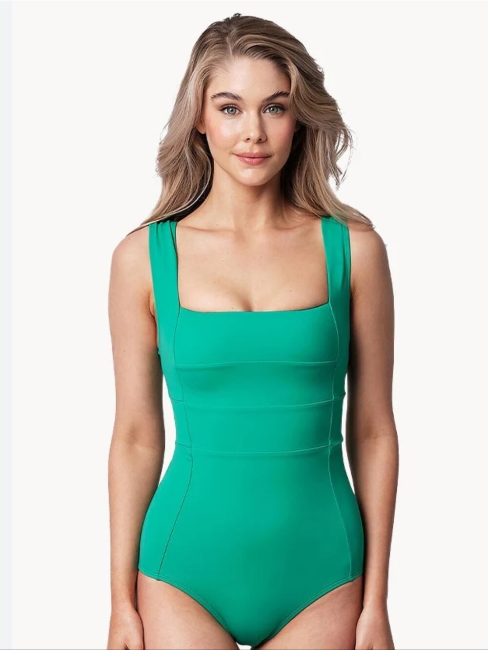 Une Piece Classic Square Neck One Piece green slimming support modesty size 12